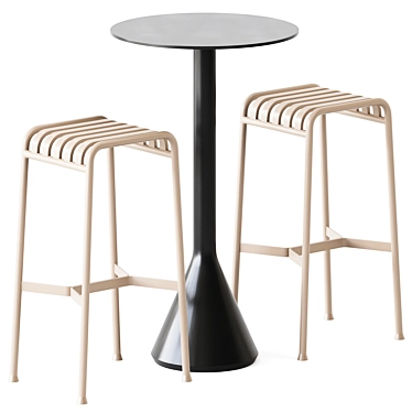 Modern Palissade Cone Table & Bar Stools 3D model image 1 