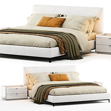 Minotti Andersen Bed: Sleek and Spacious 3D model image 1 