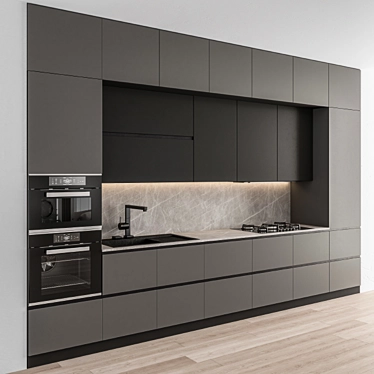 Modern BlackGray 54: Sleek Kitchen Upgrade 3D model image 1 