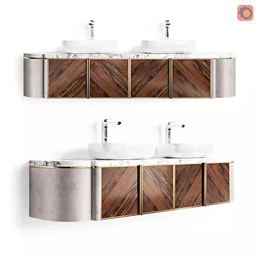 Luxury Chalice Double Vanity: Elegant Two-Sink Hanging Cabinet 3D model image 1 