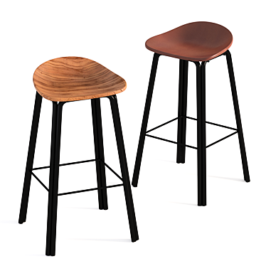 Lodi Tan & Black Bar Stool 3D model image 1 