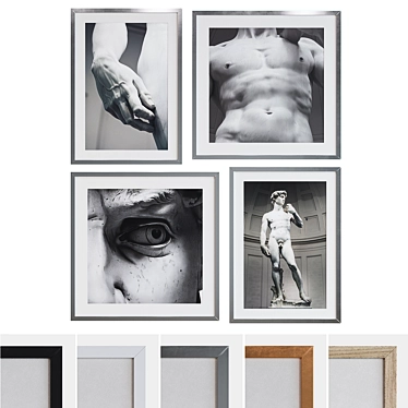 Modern Marble David Statue Picture Frame Set 3D model image 1 