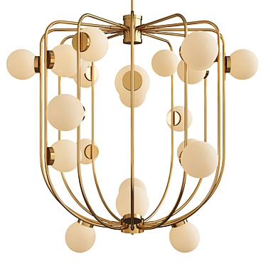 Opaline Ball Murano Cage Chandelier 3D model image 1 