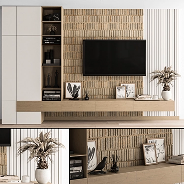 Stylish TV Wall Unit 3D model image 1 