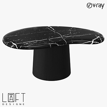 Modern Pine and Marble Coffee Table 3D model image 1 