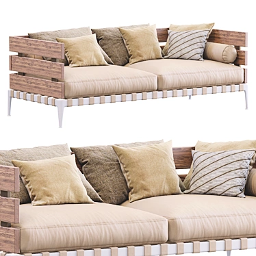 Ansel Leather Sofa: Stylish & Comfortable 3D model image 1 