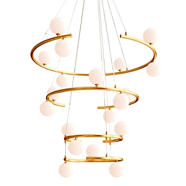 Nordic Gold Round Chandelier 3D model image 1 