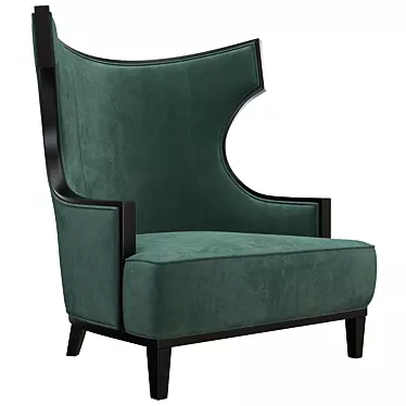 Elegant Solid Wood Wing Back Chair 3D model image 1 