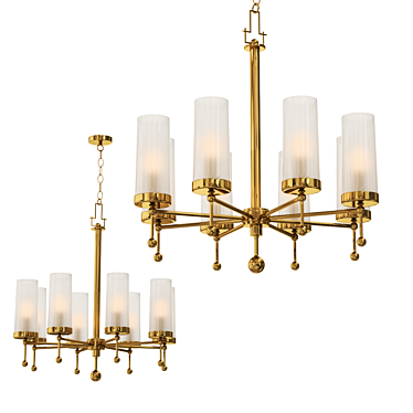 Italian Brass & Glass Chandelier 3D model image 1 