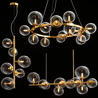 Elegant Black & Gold Lighting 3D model image 1 