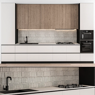 Whitewood 55 - Stylish Modern Kitchen 3D model image 1 