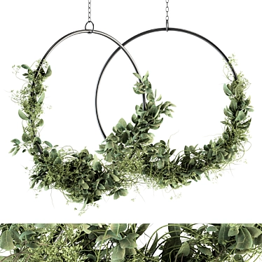 Lush Olive Wreath Set 3D model image 1 