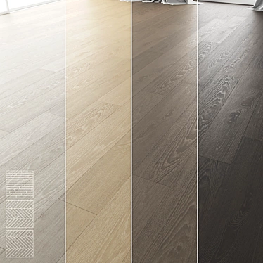 Wood Floor Set: 4 Types & 3 Patterns 3D model image 1 