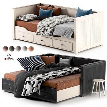 Versatile Ikea Hemnes Day Bed Set-37: Single & Double Beds in One 3D model image 1 