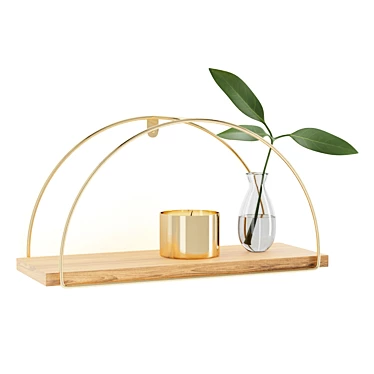 Gold Half Circle Wall Shelf 3D model image 1 