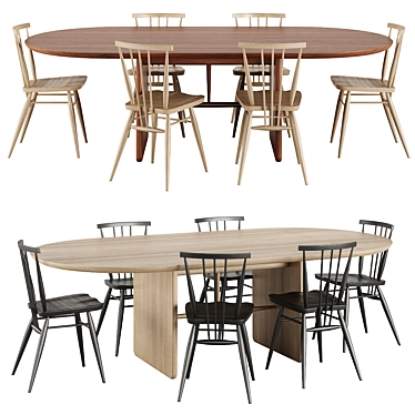 Ercolani Pennon Table & Chair Set 3D model image 1 