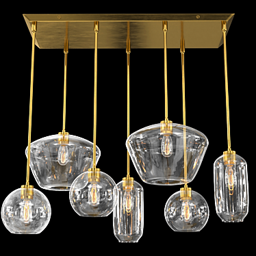 Elegant Glass Chandelier - 7 Lights 3D model image 1 