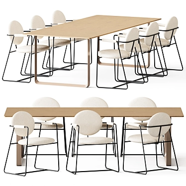 Modern Oak Table & Gemma Chair 3D model image 1 