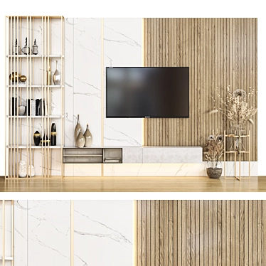 Title: Versatile TV Wall with Decor 3D model image 1 