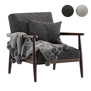Mid Century Gray Accent Armchair 3D model image 1 