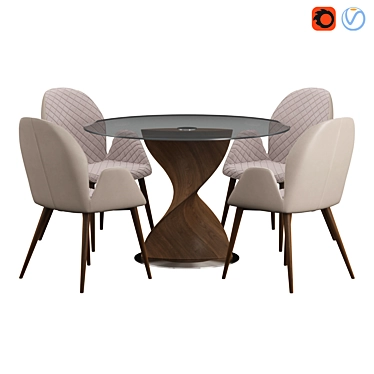 Modern Niagara Table & Bern Chair Set 3D model image 1 