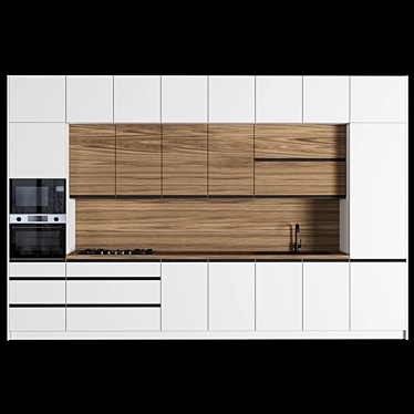 Modern Modular Kitchen: Stylish & Customizable 3D model image 1 