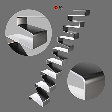 Elegant Ribbon Stairs: Modern Design 3D model image 1 