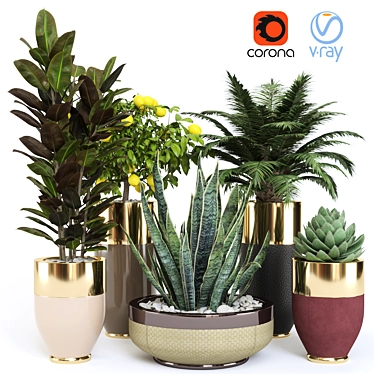 Sleek Longhi Godwin Plant Pot 3D model image 1 