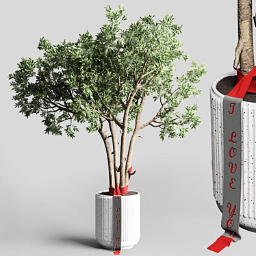 Friendship-Love Tree: Concrete Vase 3D model image 1 
