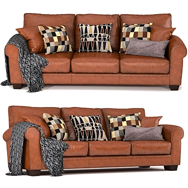 Italian Whisky All Leather Sofa 3D model image 1 