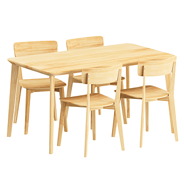 Modern Scandinavian Wood Dining Set 3D model image 1 