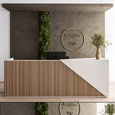 Elegant Reception Desk & Wall Art 3D model image 1 