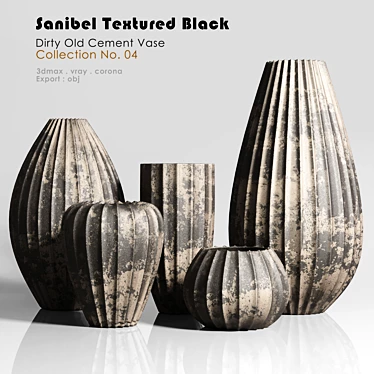 Sanibel Textured Black Cement Vase - Vintage Beauty 3D model image 1 