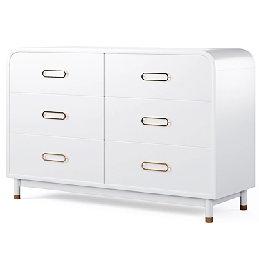 Kids Arlo White & Gold Dresser: Elegant Storage Solution 3D model image 1 