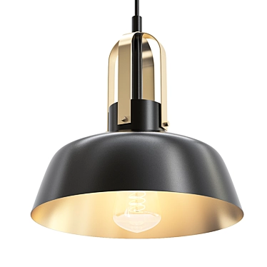 Stylish 12" Black & Brass Mini Pendant 3D model image 1 