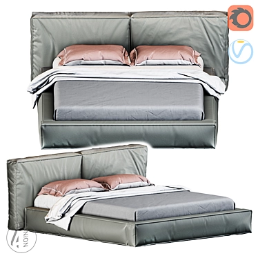 Modern Queen Size Bed 3D model image 1 