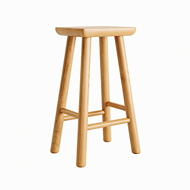 Rustic Wood Bar Stool 3D model image 1 