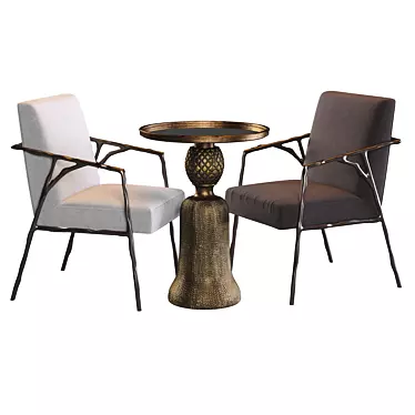 Antico Dining Chair and Fiocchi Table - Elegant Roman-inspired Set 3D model image 1 