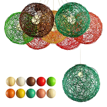 Natural Hemp Ball Pendant Lights 3D model image 1 