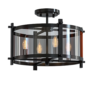 Elegant Ethan Semi Flush Mount 3D model image 1 