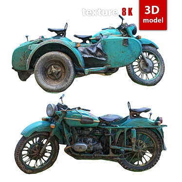 Vintage 370 Motorcycle 3D model image 1 