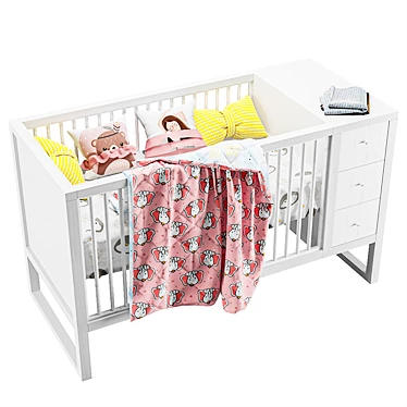 Modern Storage Crib Set | Spacious & Stylish 3D model image 1 