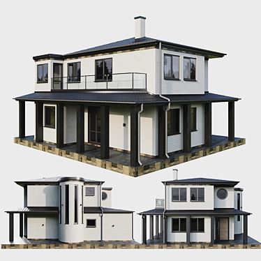 Modern Two-Story House with Rooftop Terrace 3D model image 1 