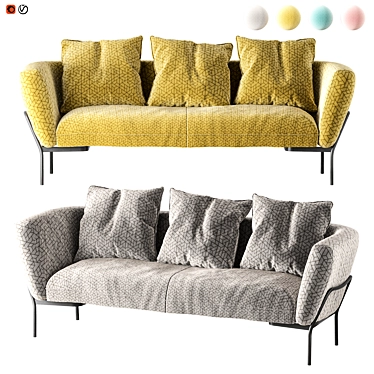 Sleek 2021 Fabric Sofa 3D model image 1 