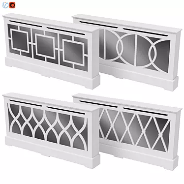 Elegant Radiator Screen Set with Mirror Inserts 3D model image 1 