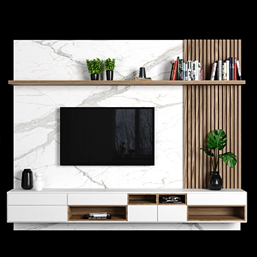 Sleek TV Wall 62 - High-Quality Modular Design 3D model image 1 