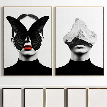 Modern Frame Art: Set of 2 Paintings 3D model image 1 