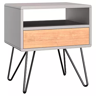 Sleek Grey Oak Bedside Table 3D model image 1 