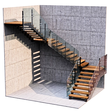 Contemporary Staircase Design 3D model image 1 