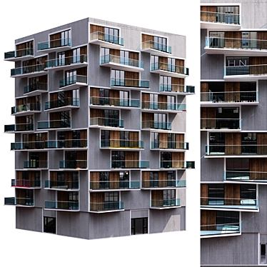Modern Corner Residential Building 3D model image 1 